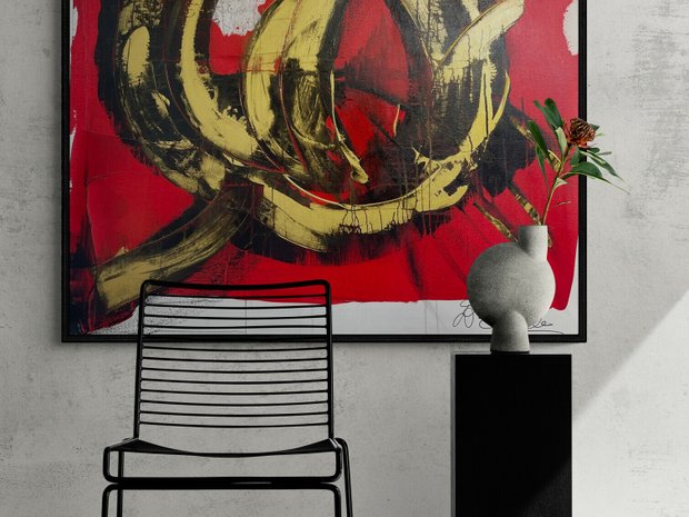Abstract Black, Gold &amp; Red Painting (12361459)