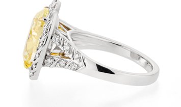 Fancy Light Yellow Diamond Ring, 5.19 Ct. (5.60 Ct. TW), Oval shape, GIA Certified, 2193177113