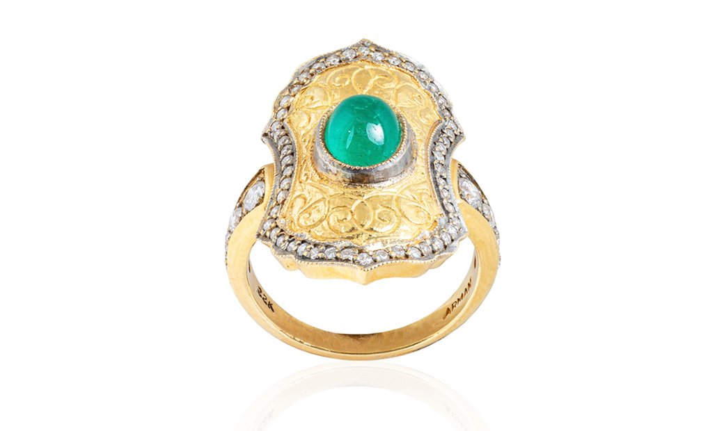 M. Fitaihi Designed "Othmani Diamond Emerald Gold Ring"