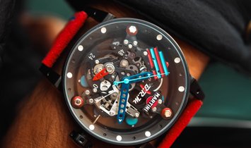 B.R.M R50 Martini Racing skeleton in red Alcantara® strap with holes,hand-sewn blue cross-stitched  