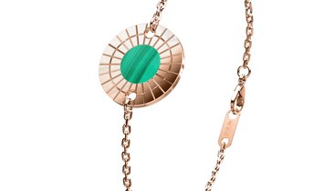 B.R.M ECLIPSE Malachite Green, 18k Rose Gold adjustable link chain bracelet in spring clasp