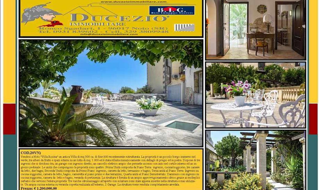 Villa/Casa Singola For Sale In Noto, Italy In Noto, Sicily, Italy For