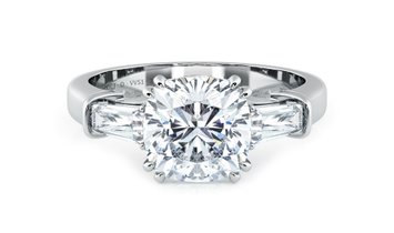 2.00 CT Cushion Cut Diamond Engagement Ring with Baguette Cut Accent Stones in Platinum