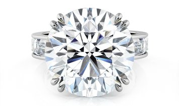 8.88 CT Round Brilliant Cut Diamond Engagement Ring & Baguette Cut Diamonds Channel Set in Platinum 