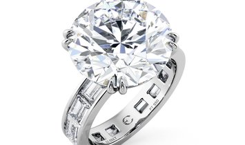 8.88 CT Round Brilliant Cut Diamond Engagement Ring & Baguette Cut Diamonds Channel Set in Platinum 