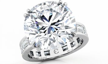 8.88 CT Round Brilliant Cut Diamond Engagement Ring & Baguette Cut Diamonds Channel Set in Platinum 