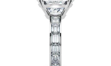 8.88 CT Round Brilliant Cut Diamond Engagement Ring & Baguette Cut Diamonds Channel Set in Platinum 