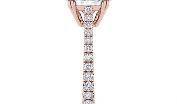 3.88 CT Round Brilliant Cut Diamond with Diamond Set Band in Rose Gold