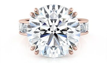 8.88 CT Round Brilliant Cut Diamond Engagement Ring & Baguette Cut Diamonds Channel Set in Rose Gold (12498352)