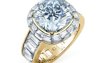 5.50 CT Fancy Intense Blue Cushion Cut Diamond Engagement Ring in 18K Yellow Gold