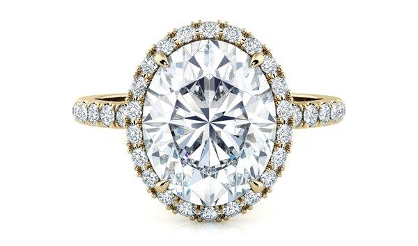 3.00 CT Oval Cut Diamond Engagement Ring with Halo in 18K Yellow Gold (12498386)