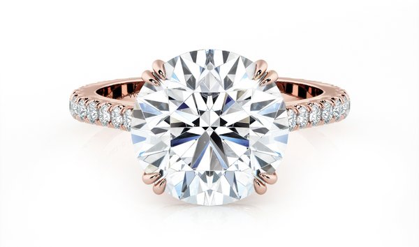 3.88 CT Round Brilliant Cut Diamond with Diamond Set Band in Rose Gold (12498350)