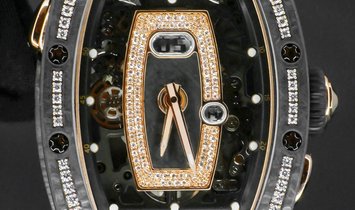 Richard Mille RM 037 Automatic Winding in Black Carbon & Red Gold Diamond Set