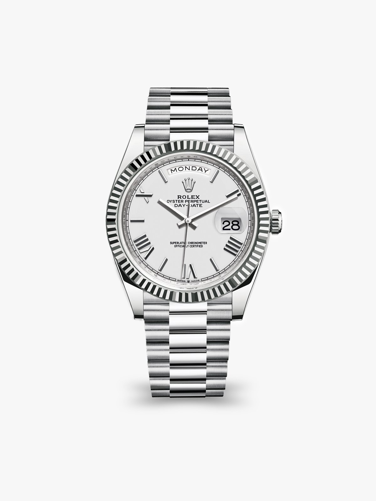 Rolex day date white dial roman numerals shop