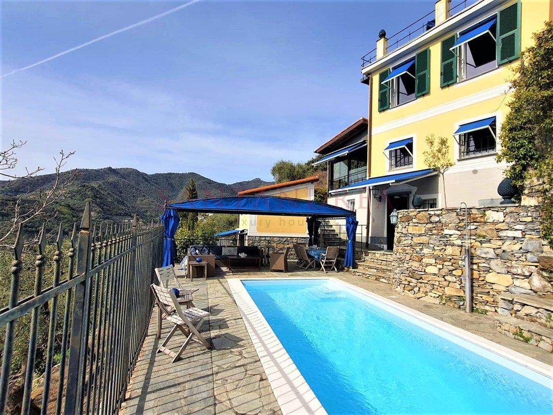 Ligurian Style Villa With Pool And Seaview In Rapallo, Liguria, Italy