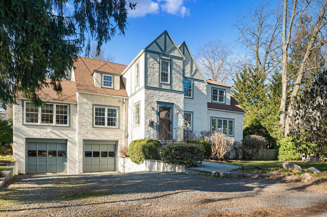 Sunny Tudor On A Quaint Street In In Larchmont, New York, United States