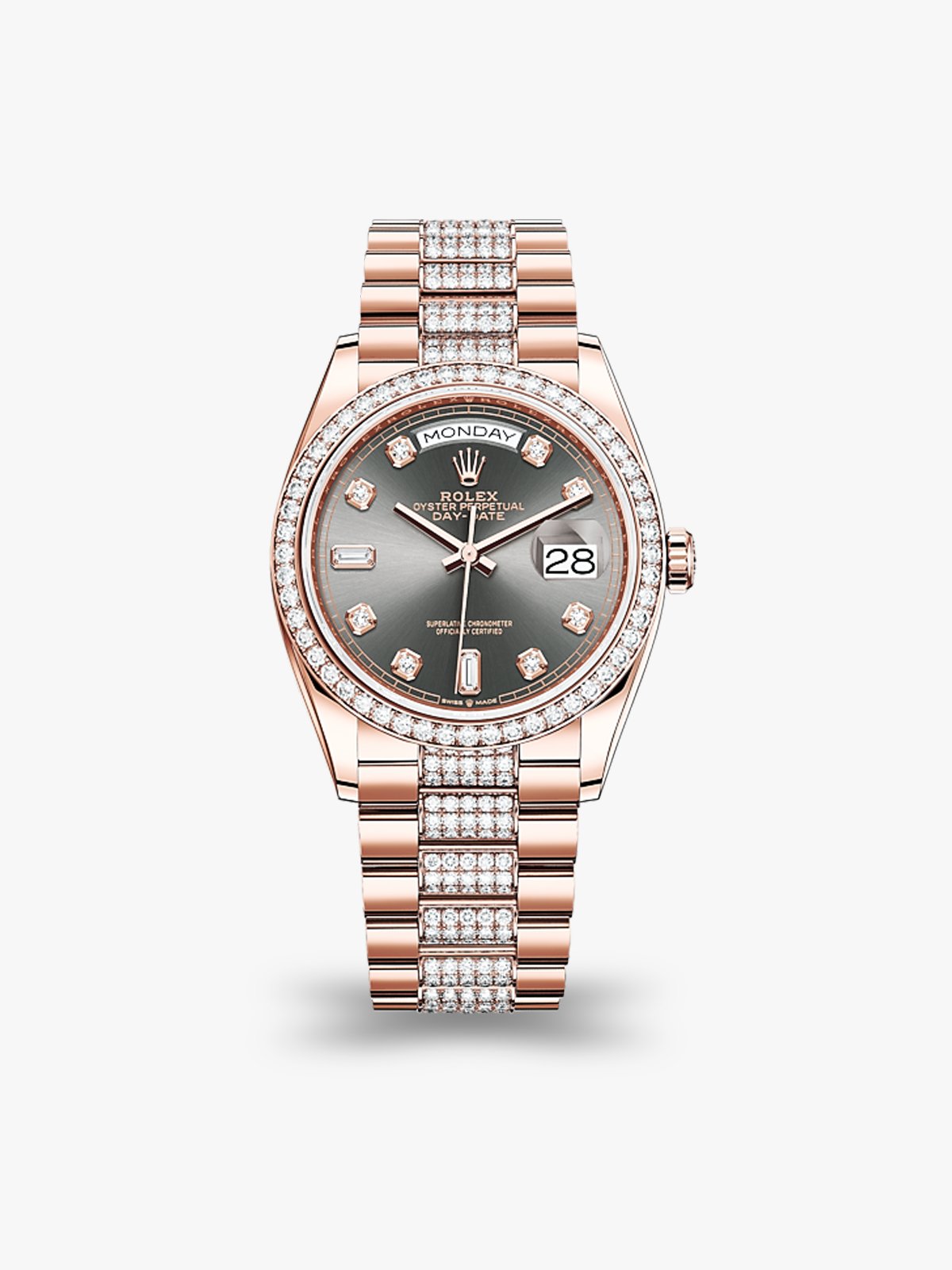 Rolex diamond steel and clearance 18ct everose gold price