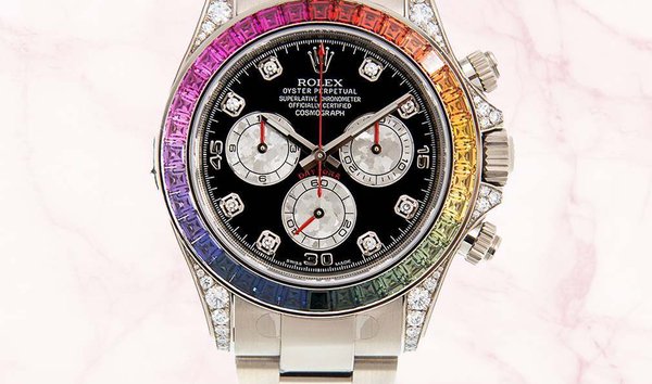 ROLEX Cosmograph Daytona Chronograph Rainbow Diamond Black Dial White Gold 116599 RBOW (12611834)