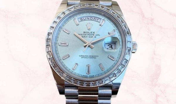 Rolex Day-Date 40 Platinum Ice Blue Diamond Dial & Diamond Bezel President Bracelet 228396TBR (12680319)