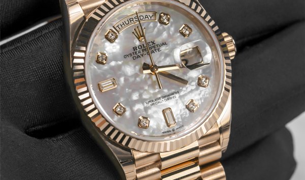 Rolex Day-Date 36 Yellow Gold Green Diamond Paved Arabic Dial