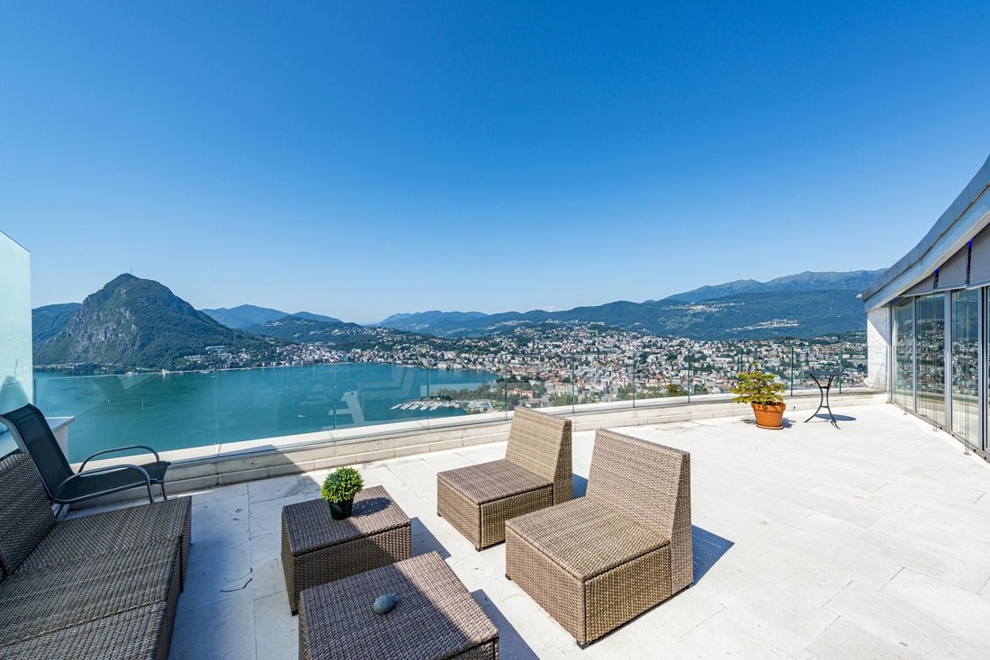 Luxurious Penthouse With Stunning Lake View In Lugano, Ticino