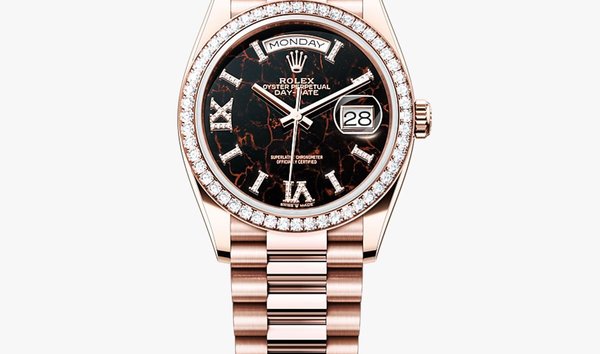 Rolex Day-Date 36 128345RBR-0044 in 18K Everose Gold with Eisenkiesel Dial & Diamond Setting (12735844)