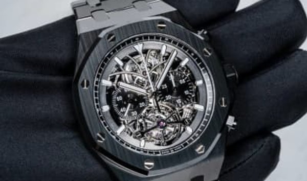 Audemars Piguet Royal Oak Watch Stainless Steel Black Dial with 1750  Diamonds! For Sale at 1stDibs