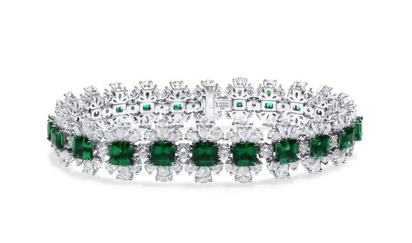Green Colombian Emerald And Diamonds Bracelet, 13.01 Ct. (29.58 Ct. TW), JCBG01116255 (12868844)