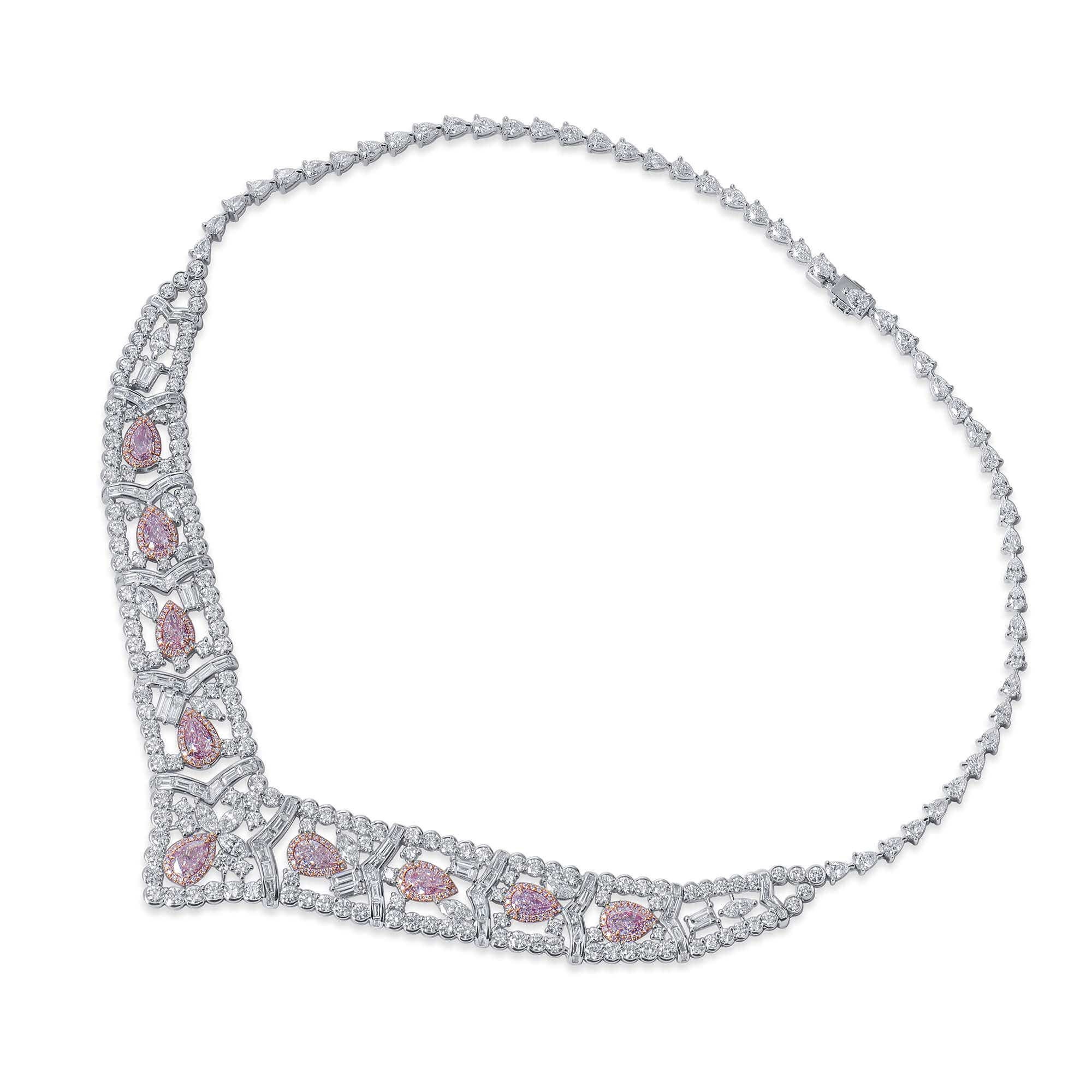 Light Pink Diamond Necklace, 4.19 Ct. (24.31 Ct. Tw), Pear In United ...
