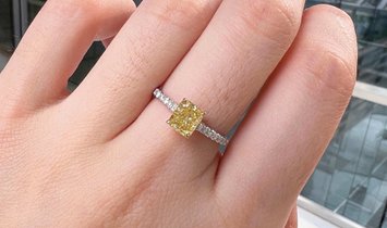 Fancy Yellow Diamond Ring, 1.13 Ct. (1.36 Ct. TW), Radiant shape, GIA Certified, 6422237585