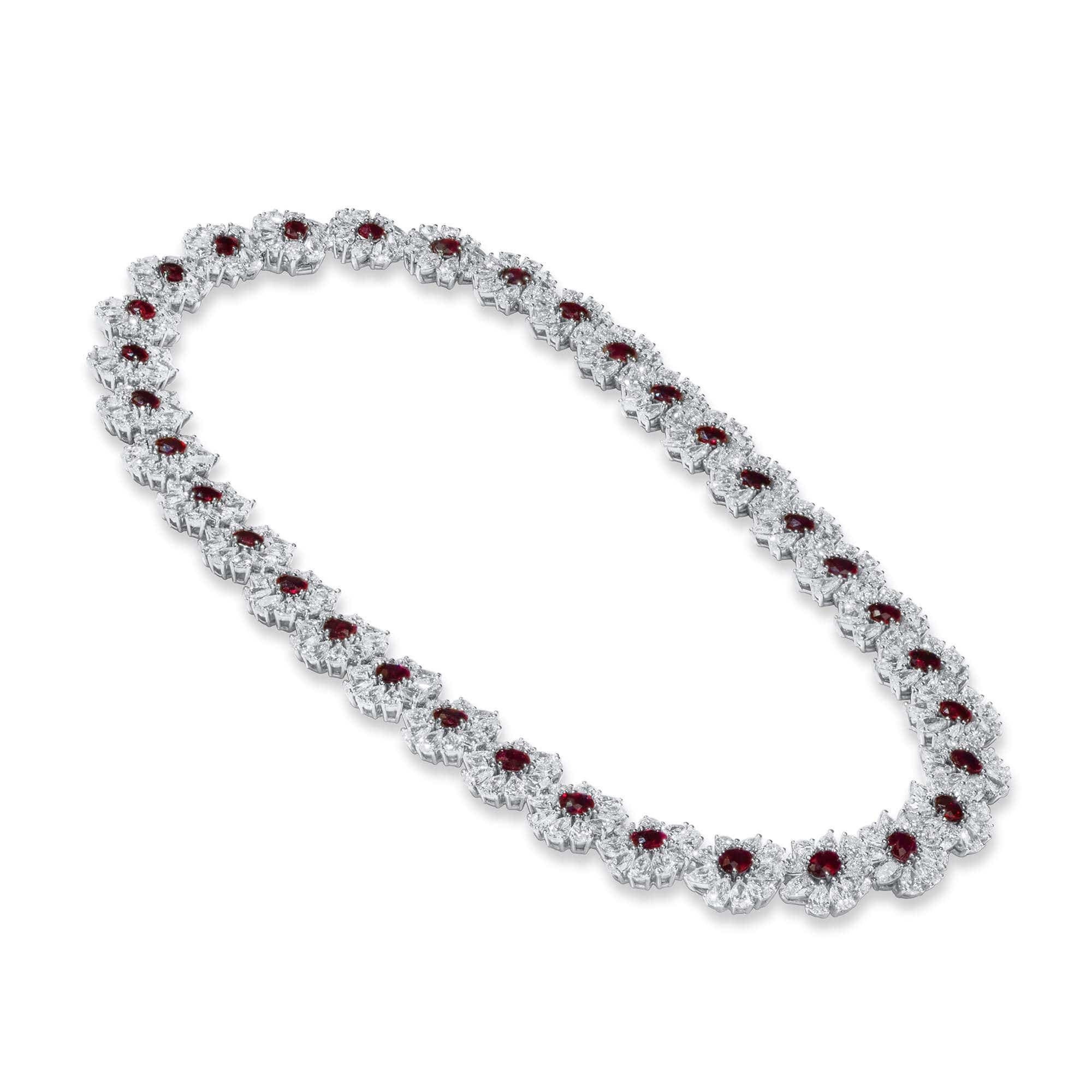 Pigeons Blood Burmese Ruby And Diamond Necklace, 14.38 Ct. In United ...