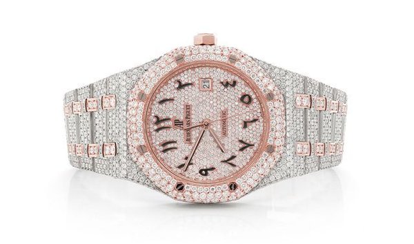AUDEMARS PIGUET ROYAL OAK STEEL 37MM - 22.25CTW FULLY ICED OUT (12917790)