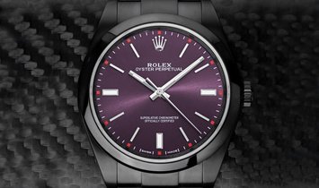 Rolex Oyster Perpetual Grape Dial Black PVD/DLC Coated Stainless Steel Watch 114300