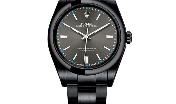 Rolex Oyster Perpetual Grey Dial Black PVD/DLC Coated Stainless Steel Watch 114300 (12999640)