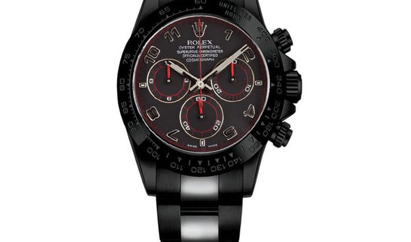 Rolex Daytona Black/Red Arabic Racing Dial Black PVD/DLC Coated Watch 116523 (13006200)