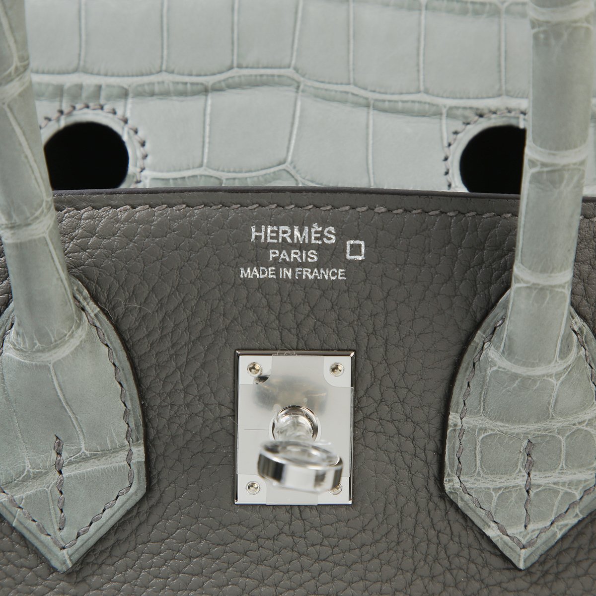 Hermes Kelly bag 25 Retourne Gris meyer Togo leather Silver