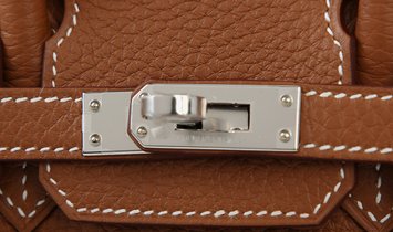 HERMÈS Birkin 25 Togo Leather Handbag - Gold with Palladium Hardware