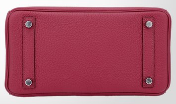 HERMÈS Birkin 25 Retourne Handbag in Rubis Togo Leather with Palladium Hardware