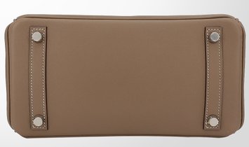 HERMÈS Birkin 25 Swift Leather Handbag - Etoupe with Palladium Hardware