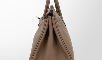HERMÈS Birkin 25 Swift Leather Handbag - Etoupe with Palladium Hardware