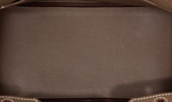 HERMÈS Birkin 25 Swift Leather Handbag - Etoupe with Palladium Hardware