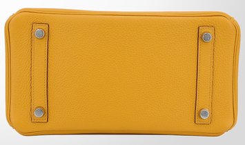 HERMÈS Birkin 25 Togo Leather Handbag - Jaune Ambre with Palladium Hardware