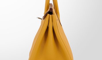 HERMÈS Birkin 25 Togo Leather Handbag - Jaune Ambre with Palladium Hardware