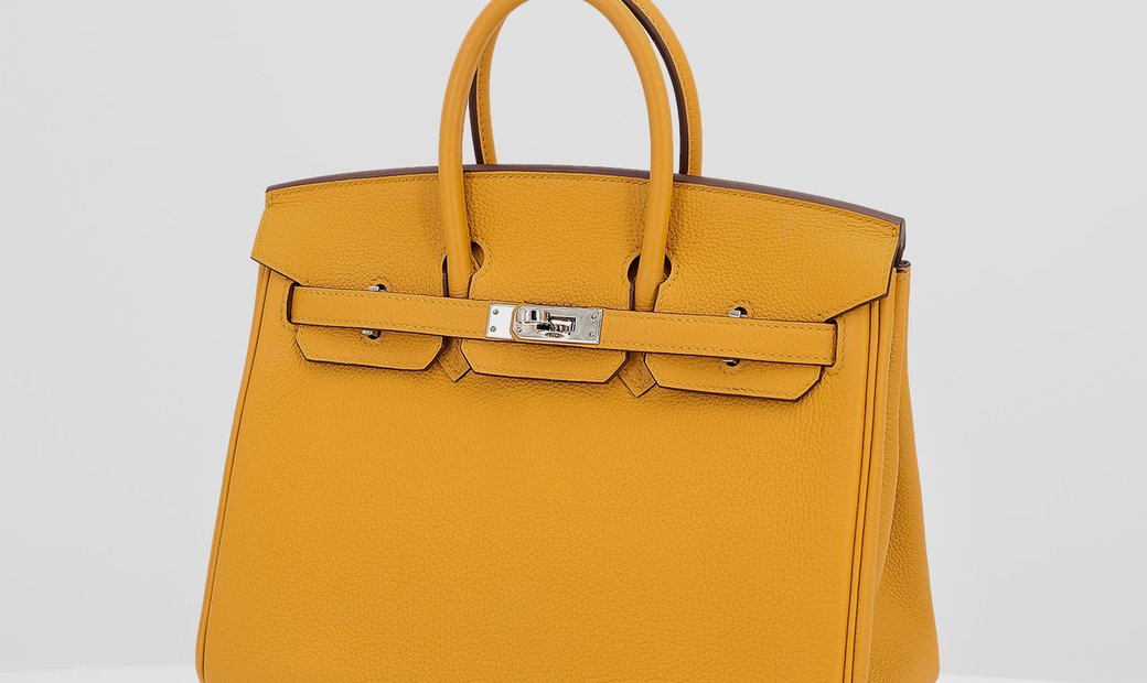 HERMÈS Birkin 25 Togo Leather Handbag - Jaune Ambre with Palladium Hardware