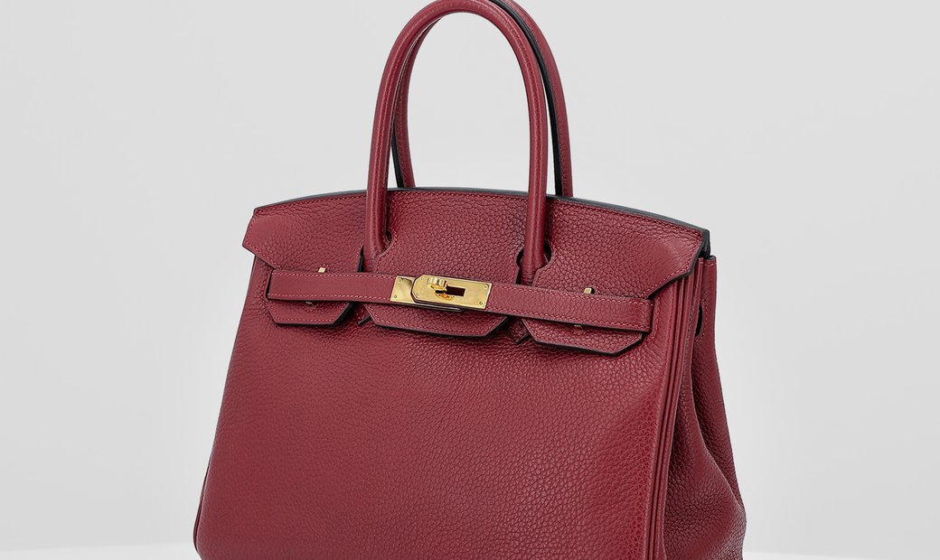 HERMÈS Birkin 30 Clemence Leather Handbag - Rouge H with Gold Hardware