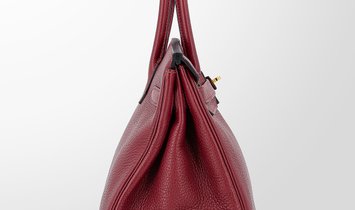 HERMÈS Birkin 30 Clemence Leather Handbag - Rouge H with Gold Hardware
