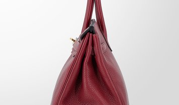 HERMÈS Birkin 30 Clemence Leather Handbag - Rouge H with Gold Hardware
