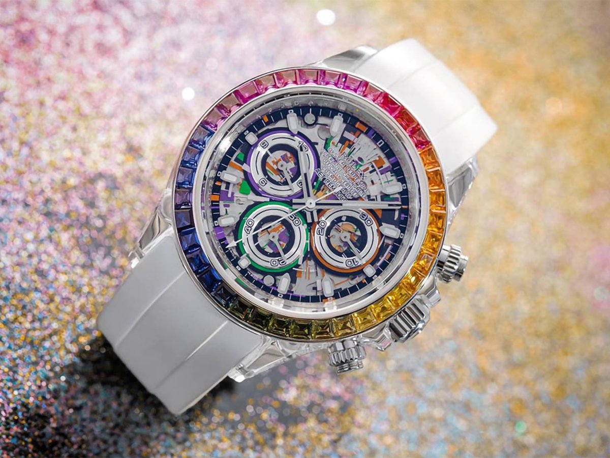 Aet Remould Rolex Sapphire Daytona Rainbow After Rain Retail In