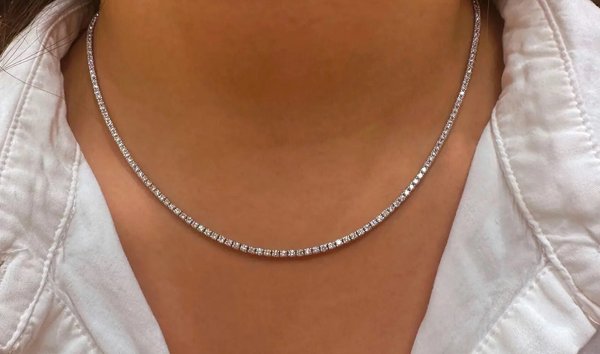 9.96 Carats Diamond Tennis Necklace in White Gold – 18 Inches (13462240)