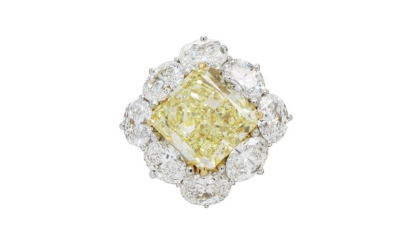 Princess Diana Inspired 8.37 Carat Radiant-cut Fancy Yellow Diamond Cluster Ring (13452667)